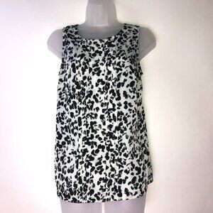 Merona Black White Floral Pattern Blouse XS/TP